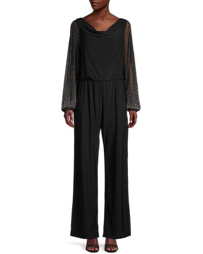 Marina Studded-Sleeve Jumpsuit - Black