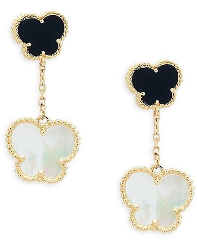 Effy 14k Yellow Gold, Mother-of-pearl & Onyx Drop Earrings - White