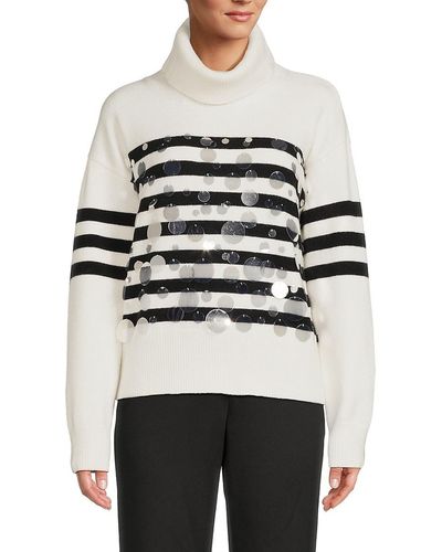 Karl Lagerfeld Embellished Stripe Jumper - White