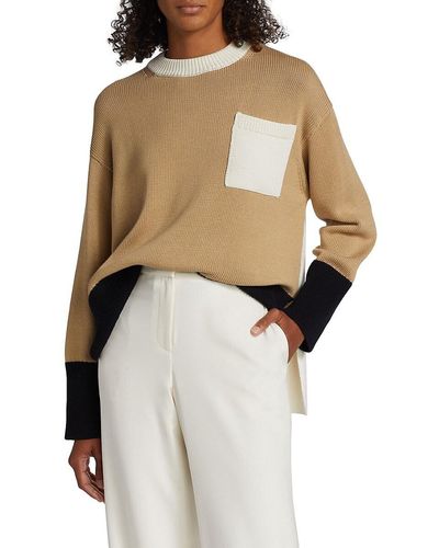 Lafayette 148 New York Colorblock Crewneck Sweater - Natural