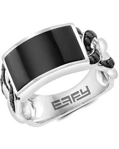 Effy Sterling Silver, Black Agate & Spinel Ring