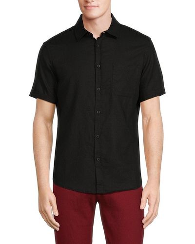 Saks Fifth Avenue Saks Fifth Avenue Solid Linen Shirt - Black
