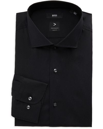 BOSS Hank Slim Fit Performance Dress Shirt - Black