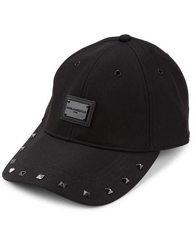 Karl Lagerfeld Cone Stud Logo Baseball Cap - Black