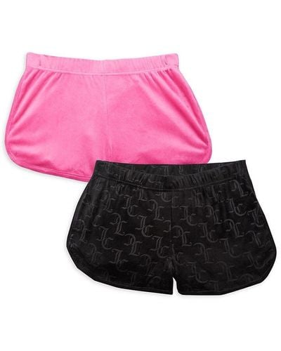 Juicy Couture 2-pack Logo Velour Shorts Set - Pink