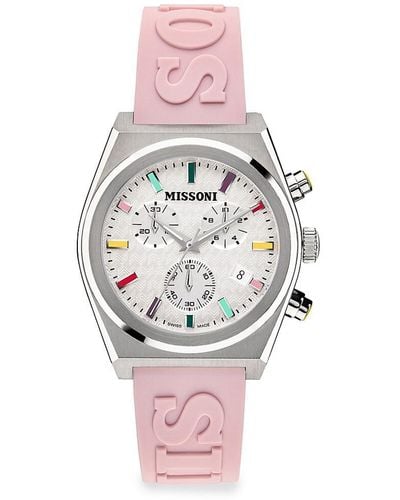 Missoni 331 Active 38mm Stainless Steel & Silicone Strap Chronograph Watch - Pink
