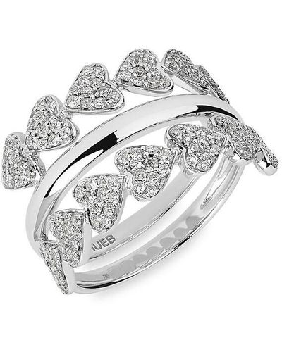 Hueb Hearts 18k White Gold & 0.85 Tcw Diamond Ring