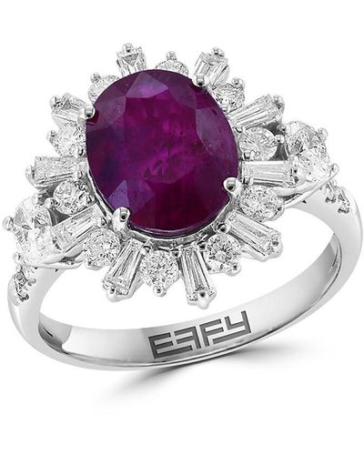 Effy 14k White Gold, Ruby & Diamond Ring - Purple