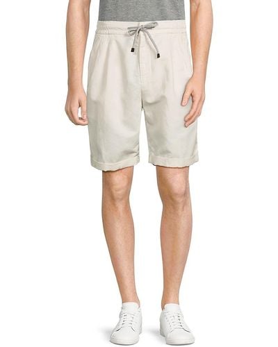 Brunello Cucinelli Linen Blend Flat Front Shorts - Natural