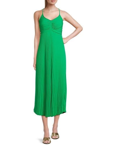 Nanette Lepore Accordion Pleat Midi Dress - Green