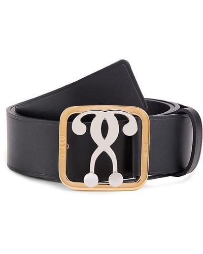Moschino Graphic Leather Belt - Black