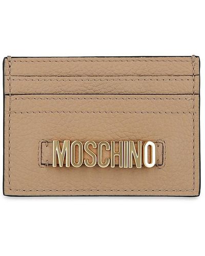Moschino Logo Leather Card Holder - Natural