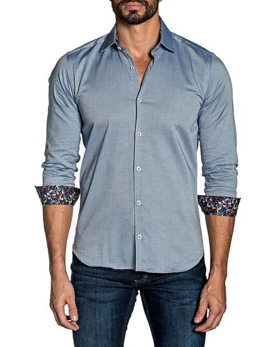 Jared Lang 'Slim-Fit Chambray Shirt - Blue
