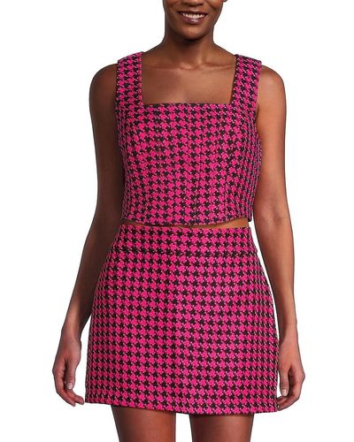 Walter Baker Imani Houndstooth Bustier Top - Red