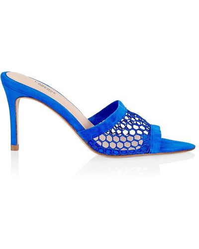 L'Agence Romilly Netted Suede Mules - Blue