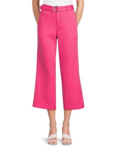 Saks Fifth Avenue Belted Crop Wide Leg Pants - Pink