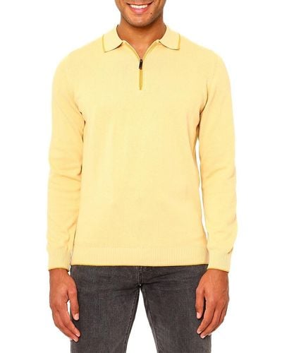VELLAPAIS 'Quarter Zip Tipped Polo Sweater - Yellow