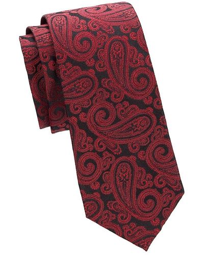 Saks Fifth Avenue Paisley Silk Jacquard Tie - Red