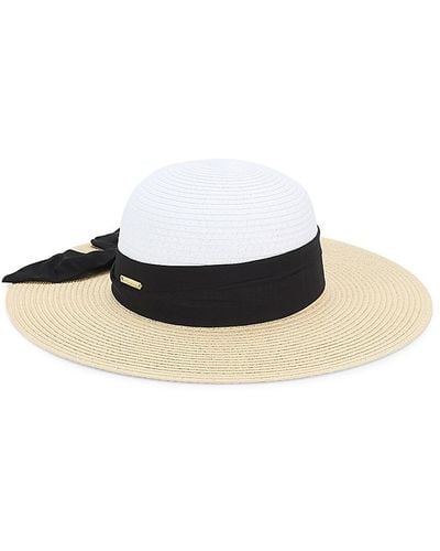Vince Camuto Tie Colorblock Paper Sun Hat - White