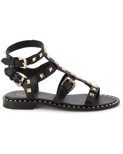 Ash Pacific Studded Leather Sandals - Black