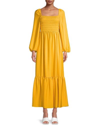Emanuel Ungaro Ava Tiered Smocked Maxi Dress - Yellow