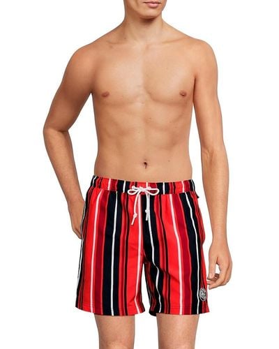 Original Penguin Striped Swim Shorts - Red