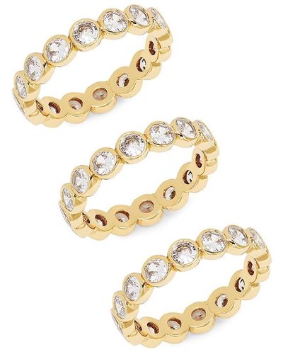 Kate Spade 3-piece Goldtone & Cubic Zirconia Stackable Ring Set - Metallic