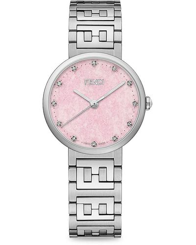 Fendi Forever 29mm Stainless Steel & 0.06 Tcw Diamond Bracelet Watch - Pink