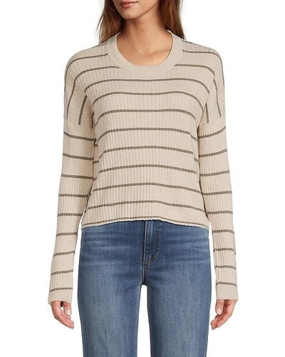 Madewell Lawson Striped Rib Knit Silk Blend Sweater - Blue