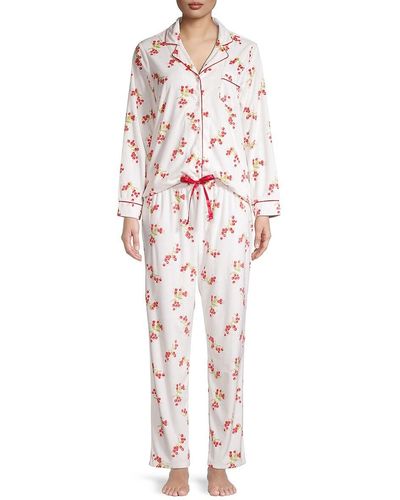 Carole Hochman 2-piece Cranberry Print Pajama Set - Multicolor