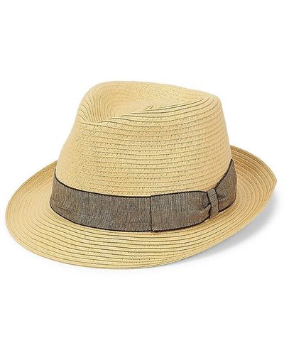 Saks Fifth Avenue Collection Straw Fedora Hat - Natural