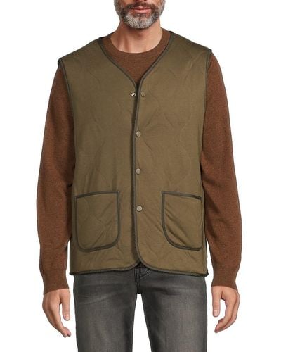 American Stitch Faux Shearling Quilted Vest - Green