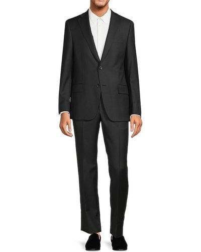 Samuelsohn Milburn Classic Fit Solid Wool Suit - Black