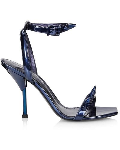 Alexander McQueen Punk Stud Metallic Leather Ankle-strap Sandals - Blue