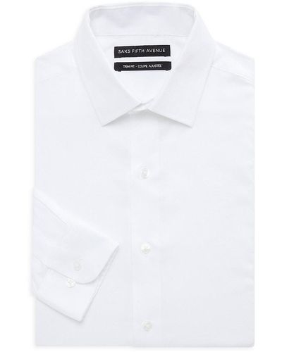 Saks Fifth Avenue Trim Fit Dress Shirt - White