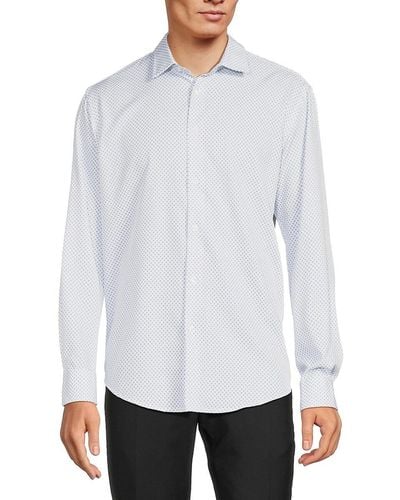 Report Collection Slim Fit Geometric Shirt - White