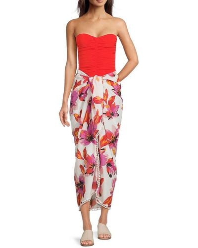 Dotti Floral Sarong - Red
