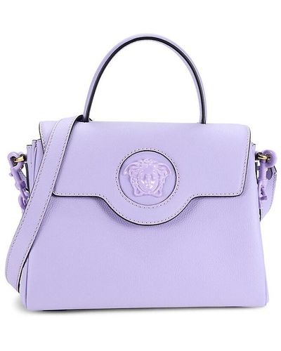 Versace La Medusa Leather Top Handle Bag - Purple