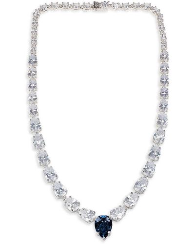 CZ by Kenneth Jay Lane Rhodium Plated & Cubic Zirconia Necklace - White