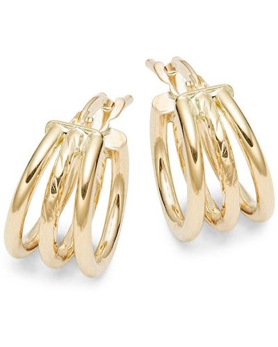 Saks Fifth Avenue 14K Triple Hoop Earrings - Metallic