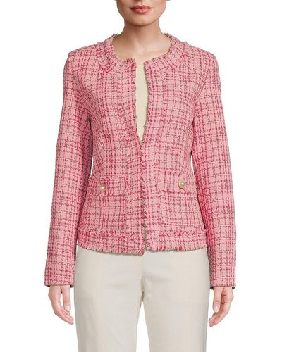 Saks Fifth Avenue Checked Tweed Jacket - Red