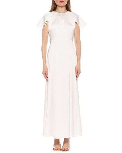 Alexia Admor Danica Crewneck Flutter Sleeve Cap Maxi Dress - White