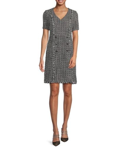 Nanette Lepore Double Breasted Tweed Sheath Dress - Multicolor