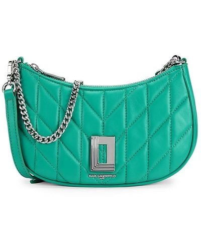 Karl Lagerfeld Lafayette Quilted Leather Crossbody Bag - Green