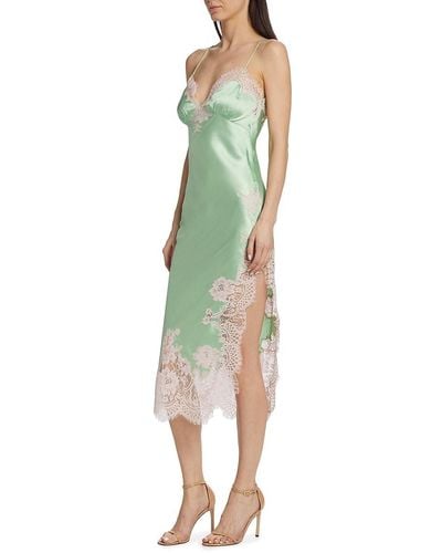 Alice + Olivia Kerr Lace Trim Midi Slip Dress - Green