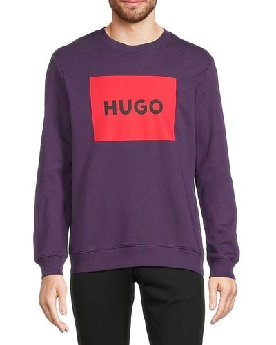 HUGO Duragol Flame Print Graphic Logo Sweatshirt in Black for Men