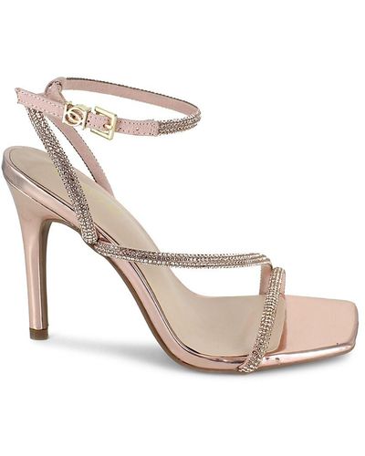 Bebe Rhinestone Stiletto Sandals - Natural