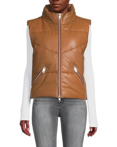 Leather Puffer Vests for Women - Up to 66% off