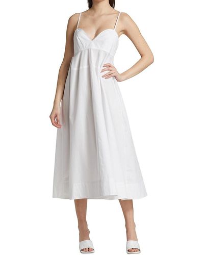 Matthew Bruch Sweetheart Cotton Poplin Midi-dress - White