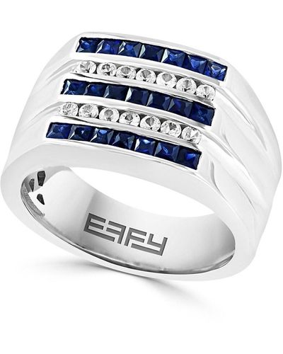Effy Sterling, Sapphire & Sapphire Studded Ring - Blue